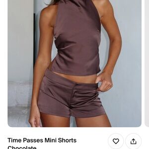 Chocolate Brown Satin Shorts